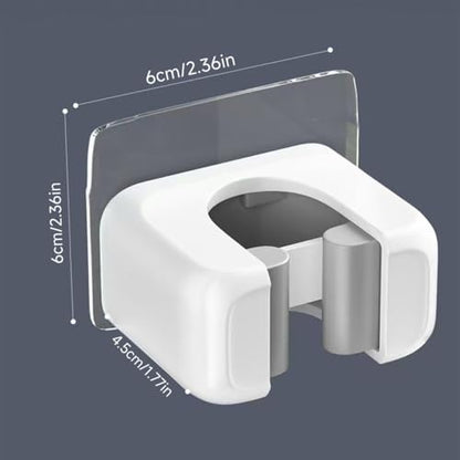 Wall-Mounted Mop and Broom Holder - Self-Adhesive, No Drilling Required, Household Storage Fixture for Easy Installation, ABS Material, White and Grey