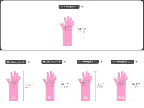 Myungjin (2 Pairs Reusable Waterproof Household Dishwashing Non-Slip Cleaning Latex Rubber Kitchen Gloves (Pink, Large) - size: Large 21.5cm x 38cm