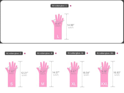 Myungjin (2 Pairs Reusable Waterproof Household Dishwashing Non-Slip Cleaning Latex Rubber Kitchen Gloves (Pink, Large) - size: Large 21.5cm x 38cm