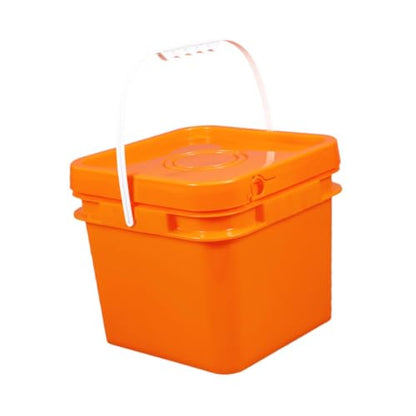 Square Bucket All Purpose Pail Large Capacity Food Storage Container with Handle and Lid for Home Improvement Outdoor Picnics, 8L 23.7x23.7x20.95cm