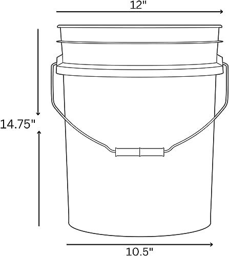 House Naturals Food Grade 5 Gallon Made in USA Plastic Bucket with Air Tight Screw on Lid (White Buckets with Clear Lids) - color: White Buckets With Clear Lids