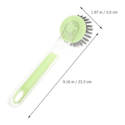 Beaupretty Kitchen Scrub Brush and Pot Brush Set with Long Handle, Detachable Steel Wire Scrubber Ball, Multi-Functional Dish Cleaning Tool for Household Sink and Cookware, Green
