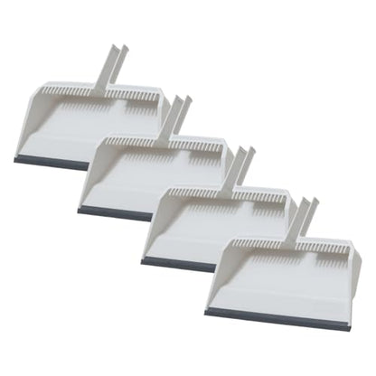 Superio 4-Pack Wide Plastic Dustpan with Comb - 16" Wide, Rubber Lip, Broom Handle Clip, White - color: White, size: 4 Pack