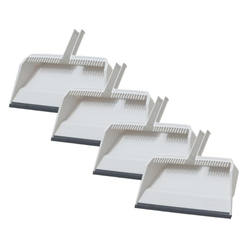 Superio 4-Pack Wide Plastic Dustpan with Comb - 16" Wide, Rubber Lip, Broom Handle Clip, White - color: White, size: 4 Pack