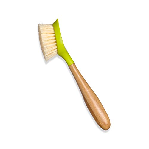 Full Circle Daily Dish Brush-Bamboo Handle Dish Brush–Sustainable Kitchen Cleaning with Tough Bristles-Natural Dish Scrubber, Nonstick & Cast Iron Cleaner-Long Handle Brush for Dishes, Pots, and Pans - color: Green