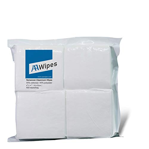 AAwipes Cleanroom Wipes Lint Free Wipes 4" x 4" Cellulose/Polyester Blend (4" x 4"-600 Pcs) Nonwoven Wipers (NW06804)
