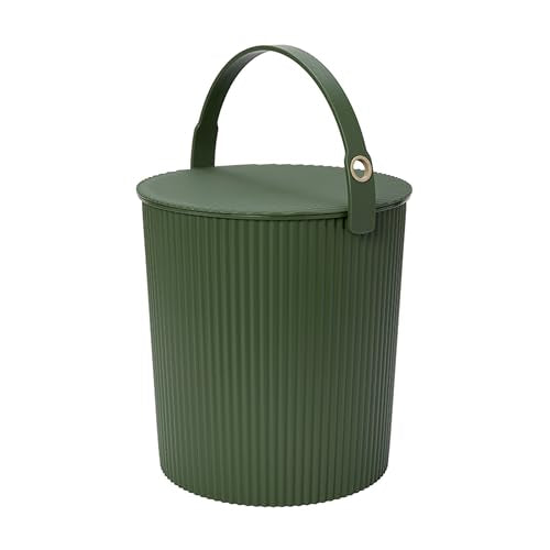 Hachiman Extra Large Bucket - 5.3 Gallon Heavy Duty Bucket with Lid and Handle - Hands-Free Filling - Easy to Stack and Store - Indoor Outdoor Use - 13.3" x 13" - Garden Green - color: Garden Green, size: Extra Large