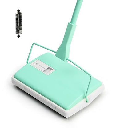 Eyliden X-Large Carpet Sweeper - Quiet Manual Sweeper for Carpets & Rugs | 1 Extra Refill Roller Brush, Non-Electric, Hand Push, Quietly Cleans Debris and Messes, Restaurant Roller Broom, Mint - color: Mint
