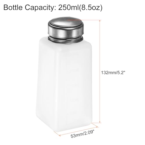 HARFINGTON Solvent Alcohol Dispensers 250ml(8.5oz) Push Down Liquid Dispenser Pump Bottle with Sealing Stainless Steel Lid for Acetone Cleanser Polish Remover, White - color: White, size: 8.5 Ounces