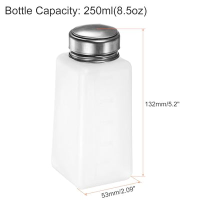 HARFINGTON Solvent Alcohol Dispensers 250ml(8.5oz) Push Down Liquid Dispenser Pump Bottle with Sealing Stainless Steel Lid for Acetone Cleanser Polish Remover, White - color: White, size: 8.5 Ounces