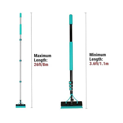HOLDWELL 26FT Telescopic Water Fed Pole Kit, 180° Rotatable Window Cleaning Brush with Dual Water Jets & Soap Dispenser, 65.6FT Professional Grade Hose - size: 27FT