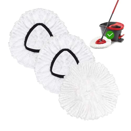 3 Pack Spin Mop Replacement Head Mop Refill Compatible with Oceda Triangle Swivel Mops Microfiber Swivel Mop Refill,Deep Clean,Machine Washable and Easy to Replace - color: White, size: 3 Count (Pack of 1)