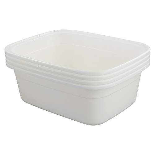 12 Quart Plastic Wash Basin, 4 Pack Dish Pan, White - size: 12 quart