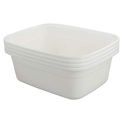 12 Quart Plastic Wash Basin, 4 Pack Dish Pan, White - size: 12 quart