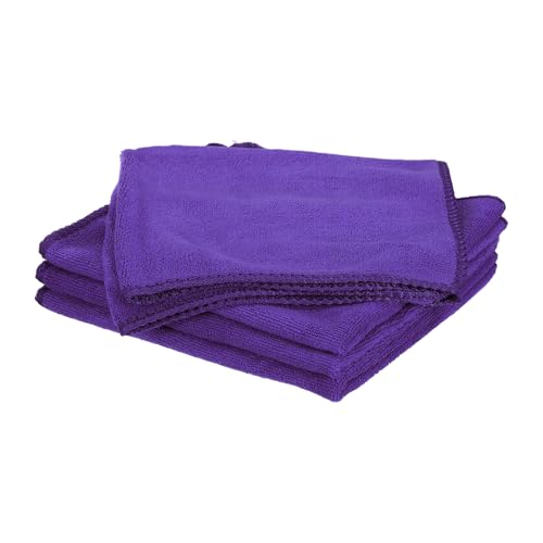 HARFINGTON 4 Pack Microfiber Cleaning Cloth, 16" x 16" Multi-Functional Cleaning Towels Reusable Absorbent Rags for Car Wash Kitchen Household Window Clean, Purple - color: Purple, size: 16" x 16"
