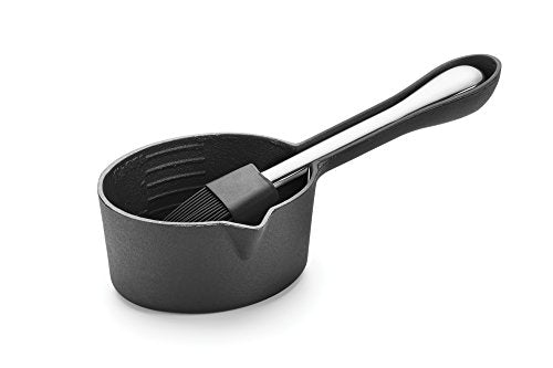 Outset Basting Pot and Brush, Cast Iron Pan and Sauce Brush - size: 3.75" Cast Iron