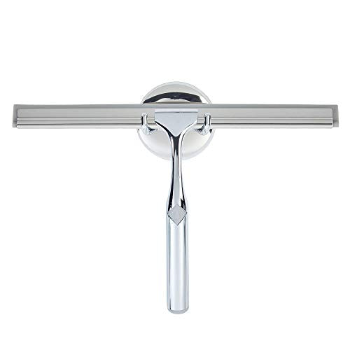 Better Living Deluxe Shower Squeegee, Multi-Purpose Silicone Squeegee Blade with Storage Hook, Rust-Proof Heavy Duty Window, Glass Shower Door Scrubber, Windshield Wiper, 10", Chrome - color: Chrome, size: 10 inch