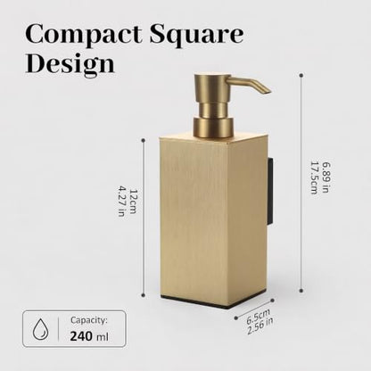 BGL Brushed Gold Wall Mounted Soap Dispenser, Aluminum Liquid Hand Soap Pump for Bathroom and Kitchen Sink, Screw Mount Refillable Soap Bottle, Manual Liquid Soap Dispenser - color: Brushed Gold-wall Mount