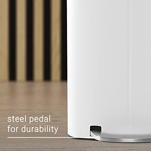happimess HPM1005C Marco Rectangular 10.6-Gallon Double Bucket Trash Can with Soft-Close Lid, White, Fingerprint Resistant, Modern, Minimalistic for Home, Kitchen, Office, Bedroom, Bathroom - color: White