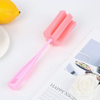 8PCS Bottle Brush Sponge Cup Brush with Straw Brushes Long Handle Cleaner Brush for Baby Bottle Glasswares Mugs Cups Kitchen Clean (4 Bottle Brushes + 4 Straw Brushes) - color: 4 Pcs + 4 Straw Brushes