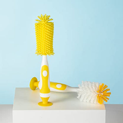 Chemimoso Multifunctional Cleaning Brush, Baby Bottle Brush, Bottle Brush Cleaner, Rotate The Suction Cup to Obtain The Small Bristle Brushes, Set Z, Yellow, Silicone and Nylon Brush - color: Yellow 1