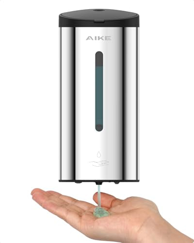 AIKE Automatic Wall Mount Liquid Soap Dispenser, Commercial Stainless Steel with 25oz Large Capacity Save Time Effort and Cost,Model AK1205 (Polished) - color: Polished Stainless Steel