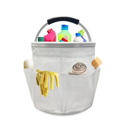 Qivine 17L Cleaning Caddy with Handle, Cleaning Supply Caddy, Foldable Tool Bag Cleaning Products Organizer, Portable Cleaning Bucket Caddy for Cleaning Supplies (Clear) - color: Clear