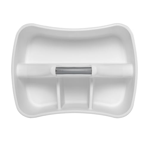 Divided Caddy Easy Carry Handy Plastic Utility Storage Organizer White Multi Compartment Portable Storage Caddy for Bathroom Kitchen Office Cleaning Supplies Makeup Organizer