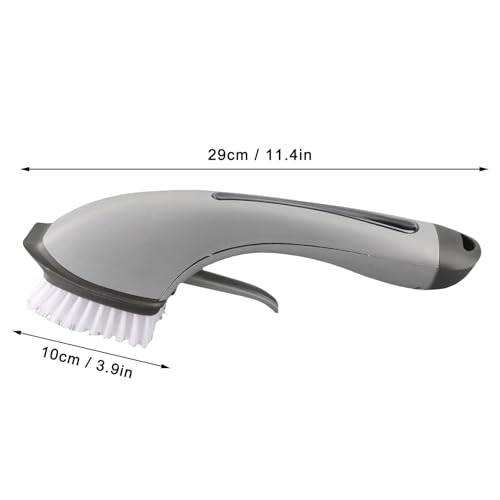 Soap Dispensing Dish Brush - Ergonomic Kitchen Scrub Brush with Soap Dispenser for Effortless Cleaning of Pots, Pans, Sinks & Bathtubs - Green/Gray - color: Gray