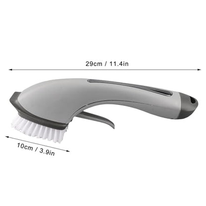 Soap Dispensing Dish Brush - Ergonomic Kitchen Scrub Brush with Soap Dispenser for Effortless Cleaning of Pots, Pans, Sinks & Bathtubs - Green/Gray - color: Gray