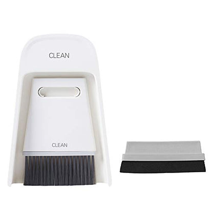 Mini Dustpan and Brush Set, Portable Snap on Design Desktop Cleaning Brush Handheld Crumb Sweeper for Sofa Car Kitchen (Gray White) - color: Gray White