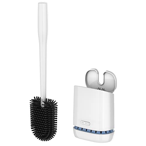 MR.SIGA Toilet Bowl Brush and Holder, Durable and Flexible Bristles, Wall Mounted Toilet Brush for Bathroom Cleaning, White, 1 Pack - color: White, size: 4.8"L x 3.1"W x 15.7"H
