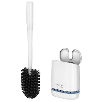 MR.SIGA Toilet Bowl Brush and Holder, Durable and Flexible Bristles, Wall Mounted Toilet Brush for Bathroom Cleaning, White, 1 Pack - color: White, size: 4.8"L x 3.1"W x 15.7"H