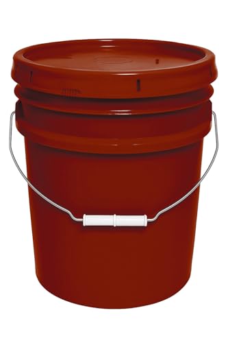 MKS Plastics 5-Gallon Bucket with Airtight Lid – Made in USA, Food Grade BPA Free Plastic, Heavy Duty Multi-Use, Metal Handle with Grip, Stackable Storage – Burgundy, 1 Pack - color: Burgundy, size: 1