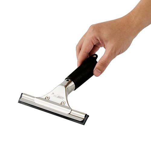 Restaurantware-Clean Tek Professional 5.91 Inch Window Squeegee, 1 Cleaning Squeegee with Rubber Blade - No-Slip Handle, Clean Mirror Or Car Windshield, Stainless Steel Wiper for Glass Door - size: 6", style: Stainless Steel, with Black Rubber Grip