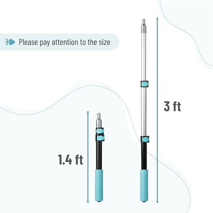 Bates- Telescopic Extension Pole, 3 Ft, Aluminum Alloy, Sturdy Multi-Purpose Extension Pole with Flip-Lock Design for Painting, Dusting and Cleaning - color: Black and Blue, size: 3 Ft, 1 Pack