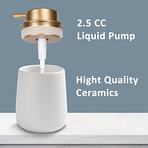 Soap Dispenser Ceramic with Easy-to-Press Pump Hand Lotion Liquid Dispenser for Shampoo Bathroom Kitchen 12 oz - color: Liquid-whitemattegold