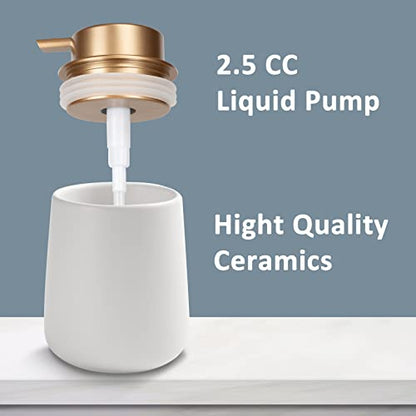 Soap Dispenser Ceramic with Easy-to-Press Pump Hand Lotion Liquid Dispenser for Shampoo Bathroom Kitchen 12 oz - color: Liquid-whitemattegold