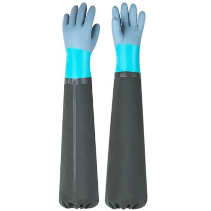 Full Arm Pond Gloves with Fleece lining Extra Long Waterproof Gloves for Pond Cleaning Care/Machinery Industry 30-inch - color: Green