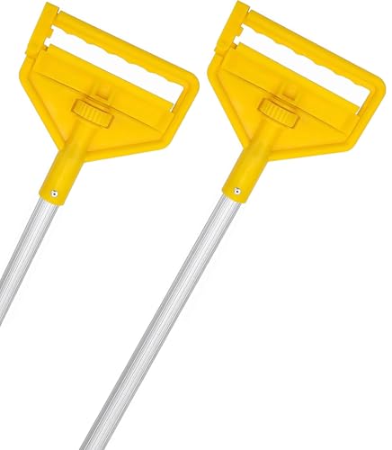 VOUBIEN Commercial Mop Handle Heavy Duty,2 Pack 60" Industrial Mop Stick,Wet Mops Head Replacement Holder for Professional/Industrial Floor Cleaning, Yellow - size: 2 Pack Mop Handle