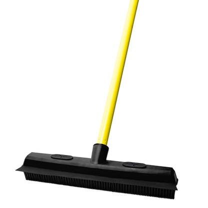 Original Pet Hair Rubber Broom with Squeegee, with 58" Telescopic Handle for Carpet, Tile and Hardwood