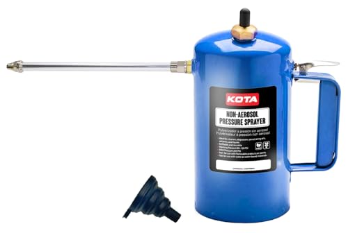 LAUCO Non Aerosol Pressure Sprayer - Refillable Pressurized Sprayer Bottle for Oil, Solvent, Degreasers, Lubricants - Rechargeable Steel Canister with Brass Nozzles, 32oz. (1, Blue) 69533 - color: Blue