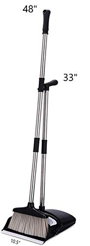Broom and Dustpan Set, Long Handle for Home, Kitchen Room Office Lobby Floor, Indoor, Upright Stand up, Mini Broom dust pan Combo Included for Home or Auto use