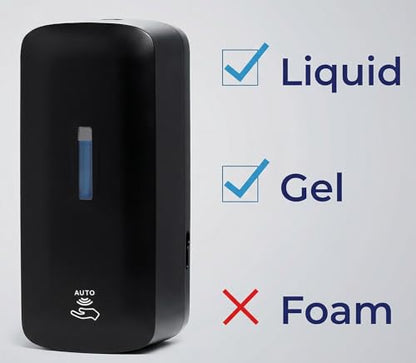 Automatic Soap Dispenser with Extra Large 40 oz. Capacity (Liquid/Gel) - Wall Mounted Hand Soap or Touchless Hand Sanitizer Unit for Commercial or Home Bathrooms - ADA Compliant (Black)