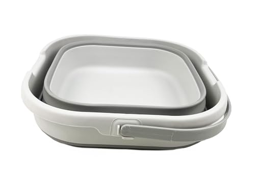 SAMMART 9.5L (2.5 Gallon) Collapsible Rectangular Handy Basket/Bucket (Grey) - color: Gray