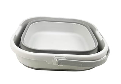 SAMMART 9.5L (2.5 Gallon) Collapsible Rectangular Handy Basket/Bucket (Grey) - color: Gray