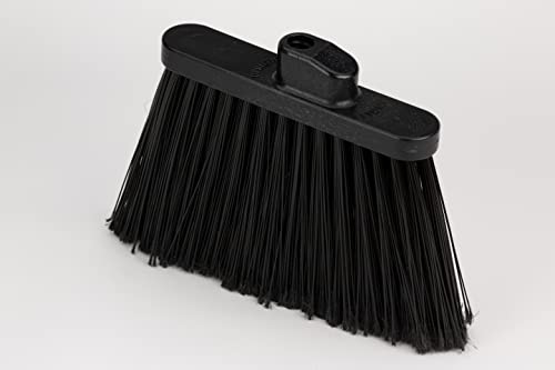 SPARTA 41082EC03 Plastic Color Coded Broom, Flagged Bristles, Long Broom With Angled Head For Large Debris, 56 Inches, Black, (Pack of 12) - color: Black