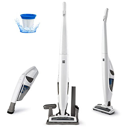 Kenmore DS1030 Cordless Stick Vacuum Lightweight Cleaner 2-Speed Power Suction LED Headlight 2-in-1 Handheld for Hardwood Floor, Carpet & Pet Hair, White - style: White