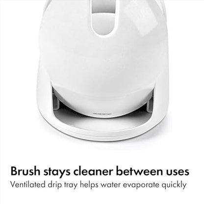 OXO Good Grips Compact Toilet Brush & Canister, Toilet Bowl Brush and Holder with Automatic Canister Door, Bathroom and Small Spaces Cleaning Supplies Essential - color: White, size: 1 Count (Pack of 1)