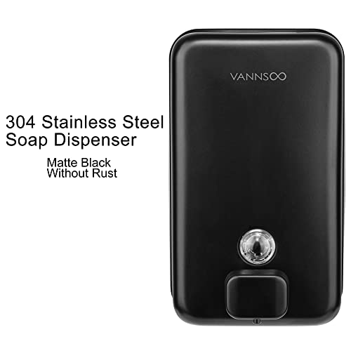 Wall Mounted Hand Soap Dispenser Bathroom, 1200ml 40oz Commercial Stainless Steel Black Liquid Soap Dispenser Wall Mount (Vertical Black) - color: Vertical Black